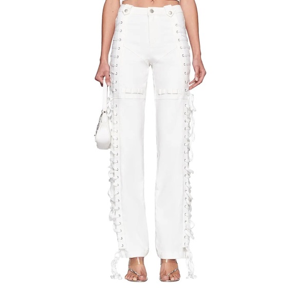 I AM GIA Holly Lace Up White Pants Size XXS - Picture 1 of 7